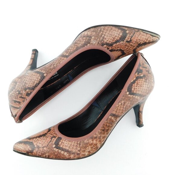 DONALD PLINER Mauve Pink Snake Textured Leather Heel Pumps 9 N - Picture 5 of 7